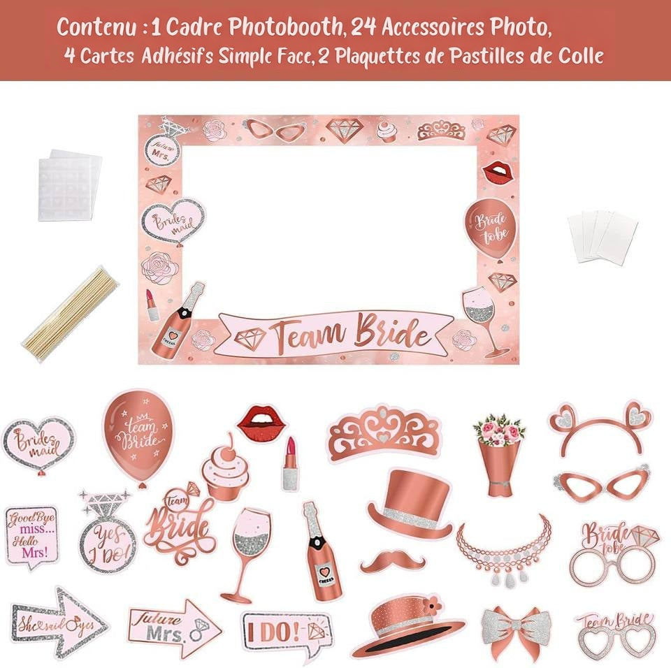 Kit Photo Booth EVJF – Accessoires Fun “Team Bride”