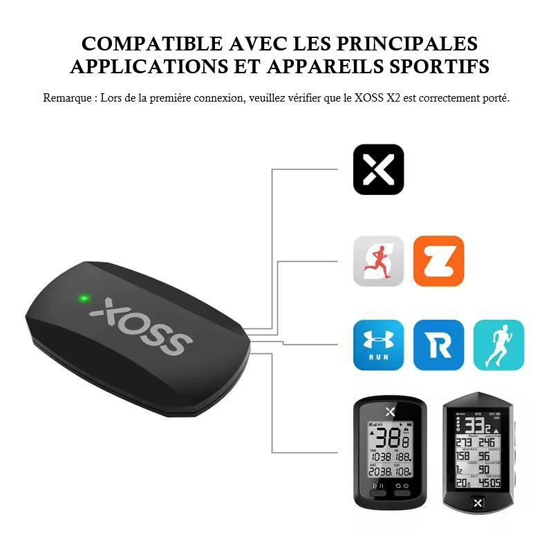 XOSS X2 - Moniteur Cardiaque Pro Bluetooth – Performance & Suivi Précis - IP67 Waterproof