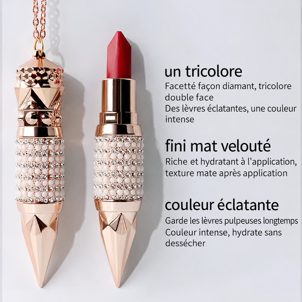 KISS - Rouge à lèvres Queen Scepter velours mat, hydratant, longue tenue - 2 couleurs avec chaînes