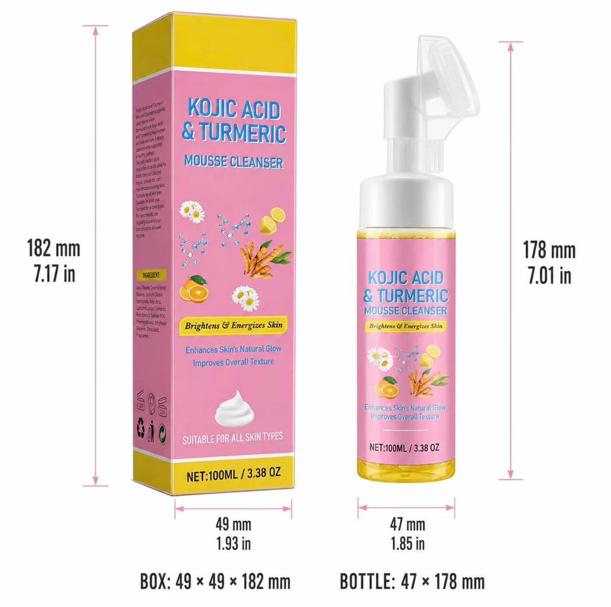 SKIN - MOUSSE NETTOYANTE À L’ACIDE KOJIQUE & CURCUMA