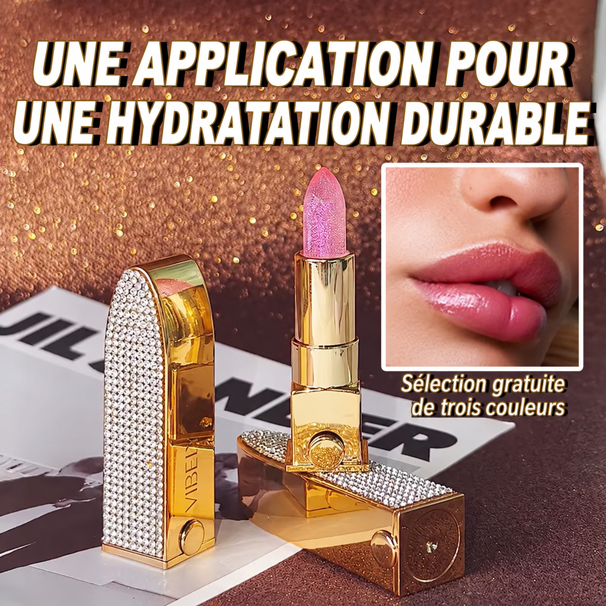 KISS - Baume à lèvres changeant de couleur, nourrissant, à la cire d’abeille, waterproof - 3 teintes