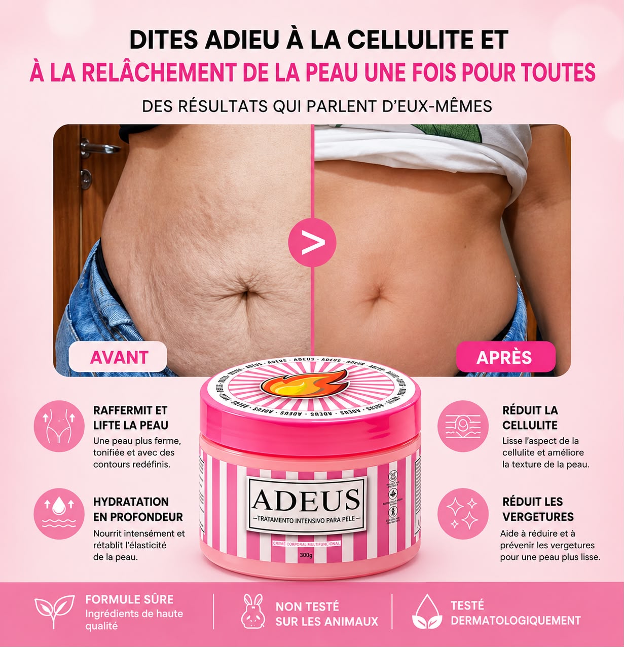 Crème raffermissante ADEUS au Gingembre – Lissante & Tonifiante - 300g