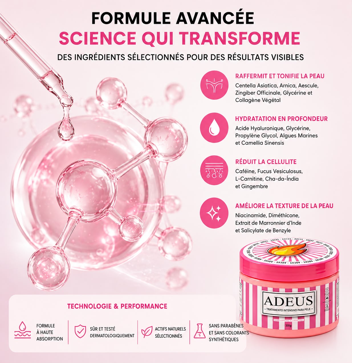 Crème raffermissante ADEUS au Gingembre – Lissante & Tonifiante - 300g