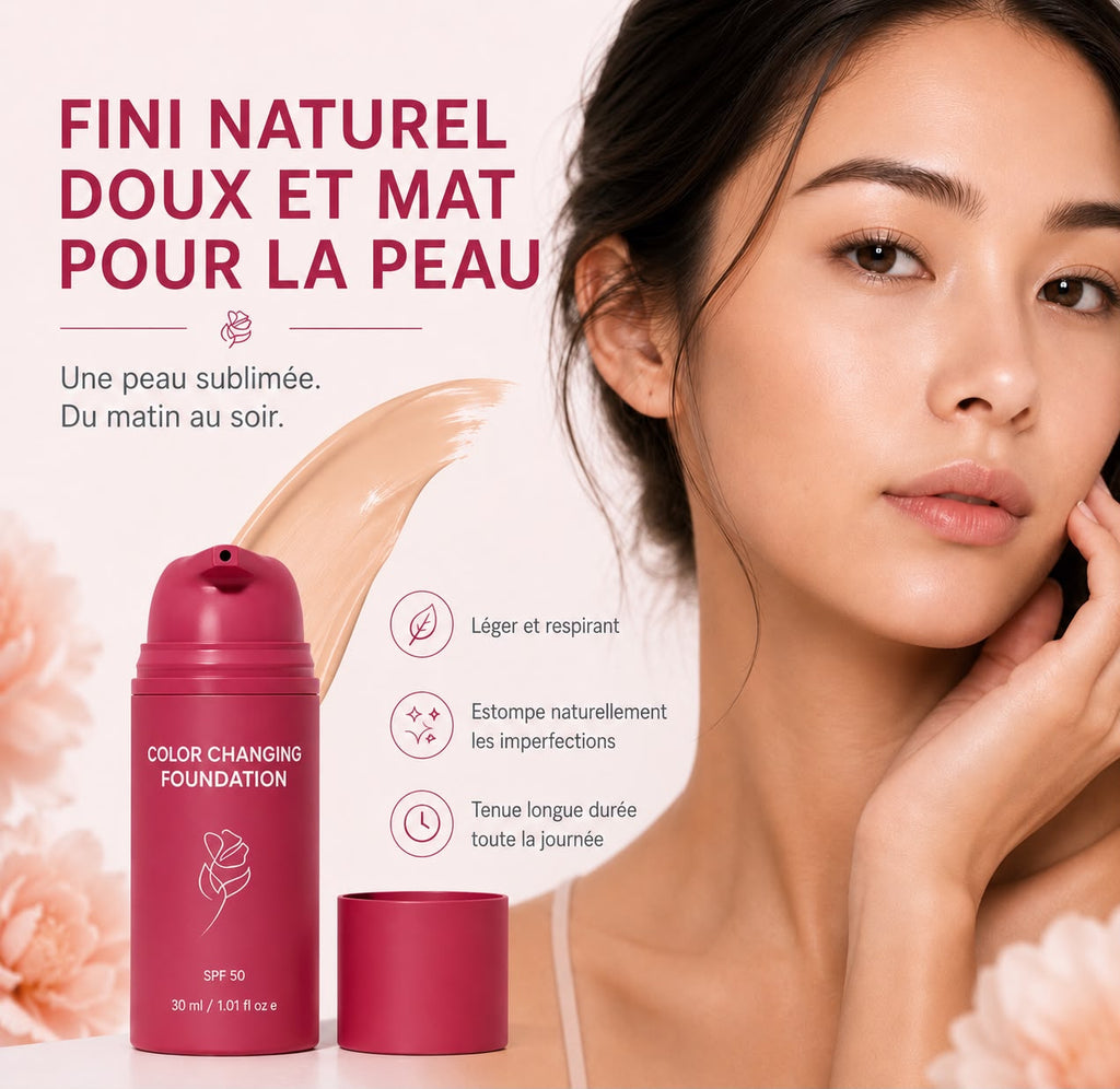 Fond de Teint Changeant de Couleur avec SPF 50 – Fini Naturel & Teint Unifié - 30ml