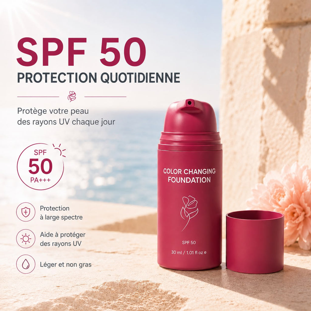 Fond de Teint Changeant de Couleur avec SPF 50 – Fini Naturel & Teint Unifié - 30ml