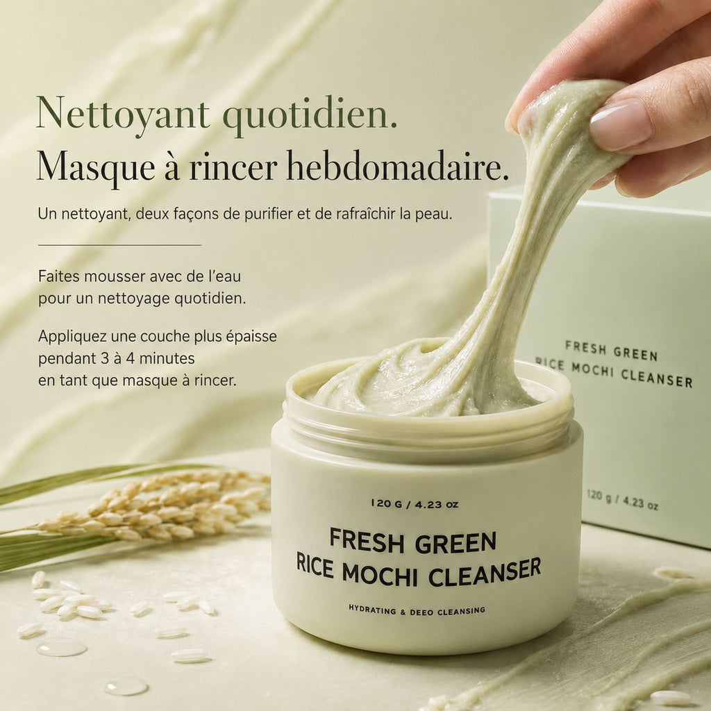 Fresh Green Rice Mochi Cleanser – Nettoyant Visage Hydratant & Purifiant 2-en-1