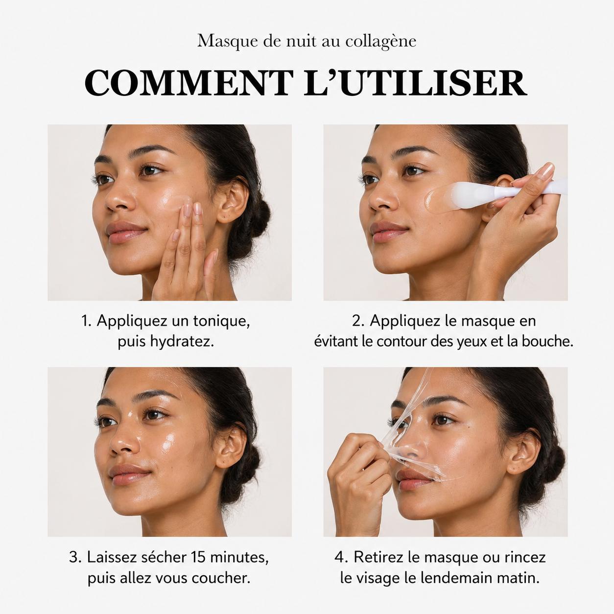 Masque de Nuit Peel-Off au Collagène – Hydratation & Éclat -75ml