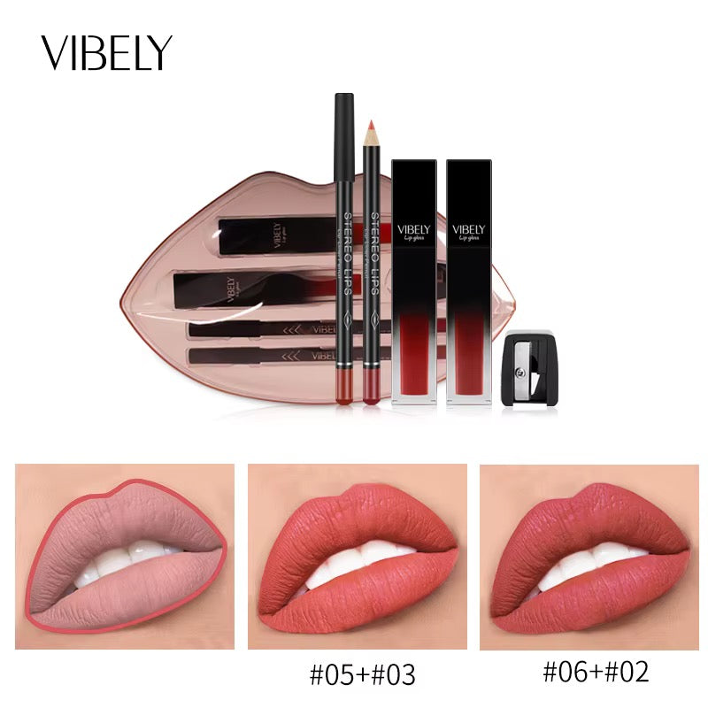 KISS - Coffret Maquillage Lèvres VIBELY, waterproof - Set Gloss et Crayons (2 Coffrets au Choix)