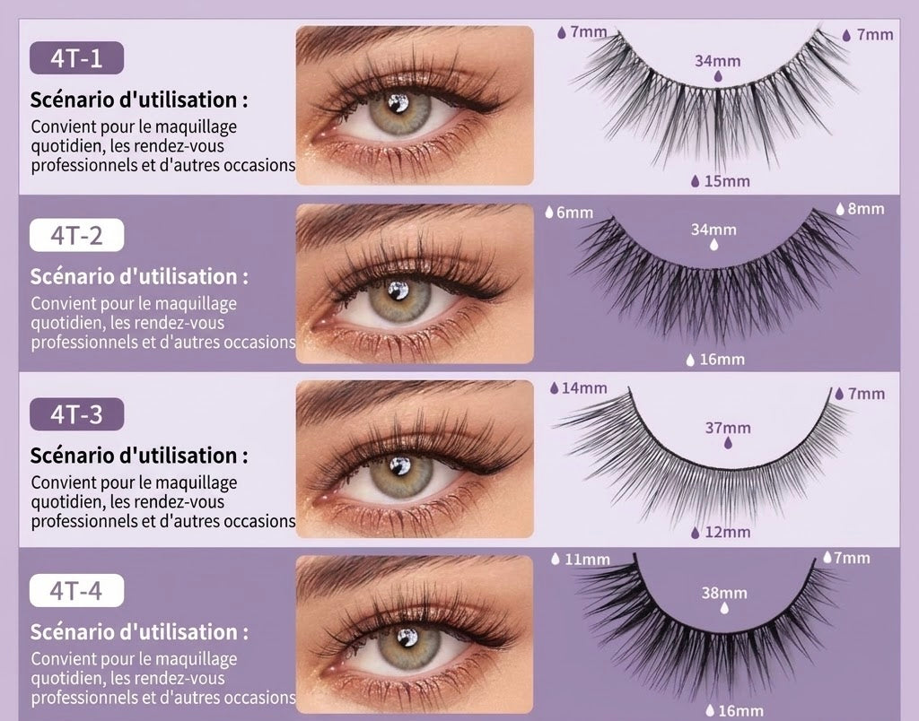 LASH - Ensemble de 4 paires de faux-cils