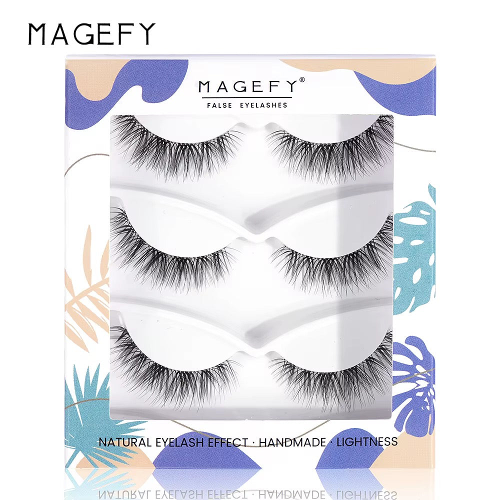 LASH - Ensemble de 3 paires de faux-cils imperméables à bande transparente - 4 modèles
