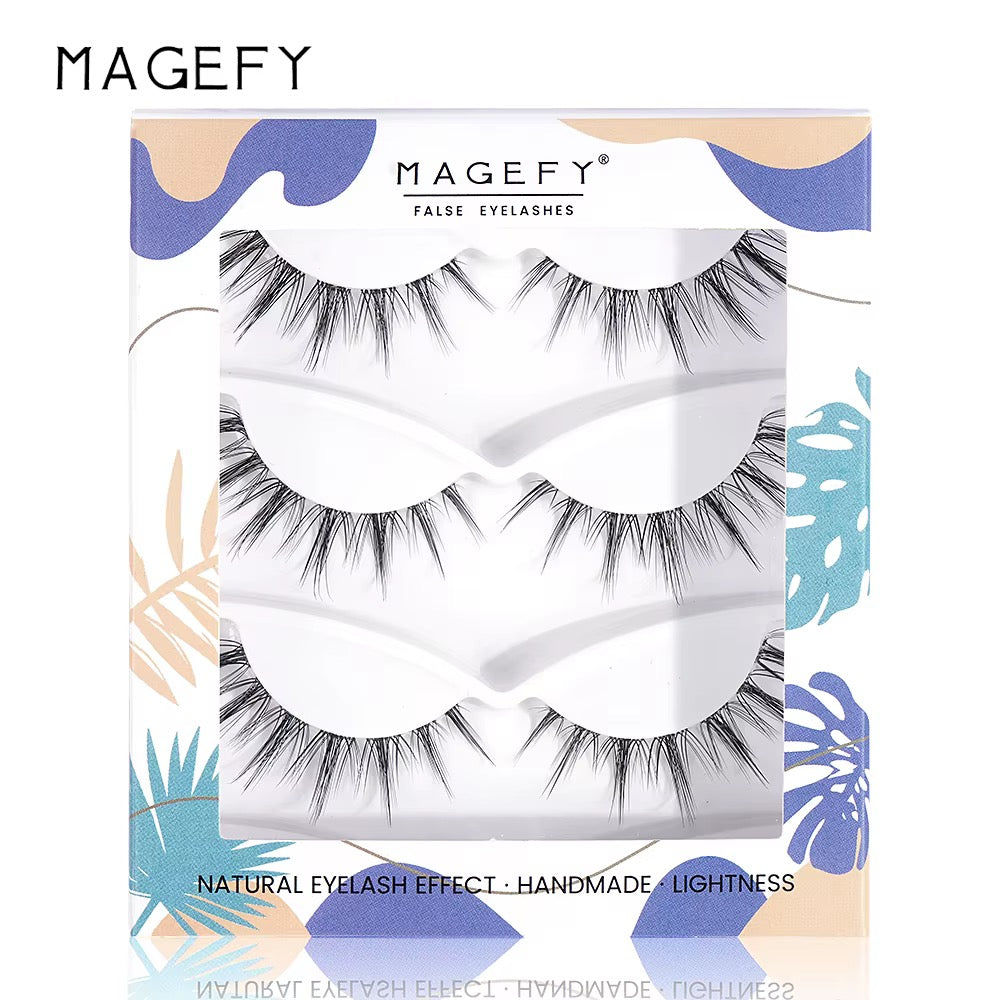 LASH - Ensemble de 3 paires de faux-cils imperméables à bande transparente - 4 modèles