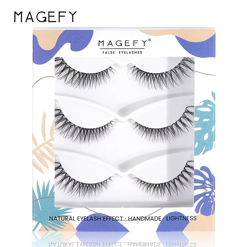 LASH - Ensemble de 3 paires de faux-cils imperméables à bande transparente - 4 modèles