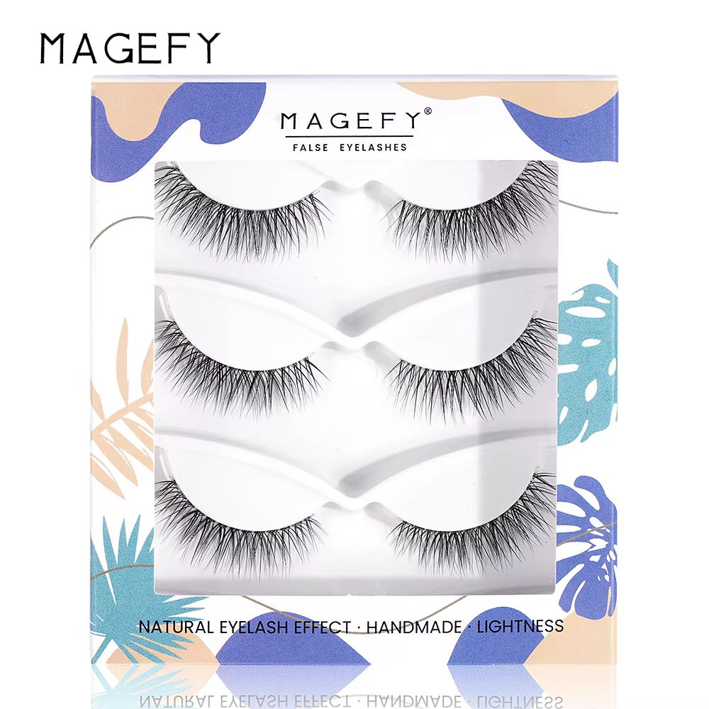 LASH - Ensemble de 3 paires de faux-cils imperméables à bande transparente - 4 modèles