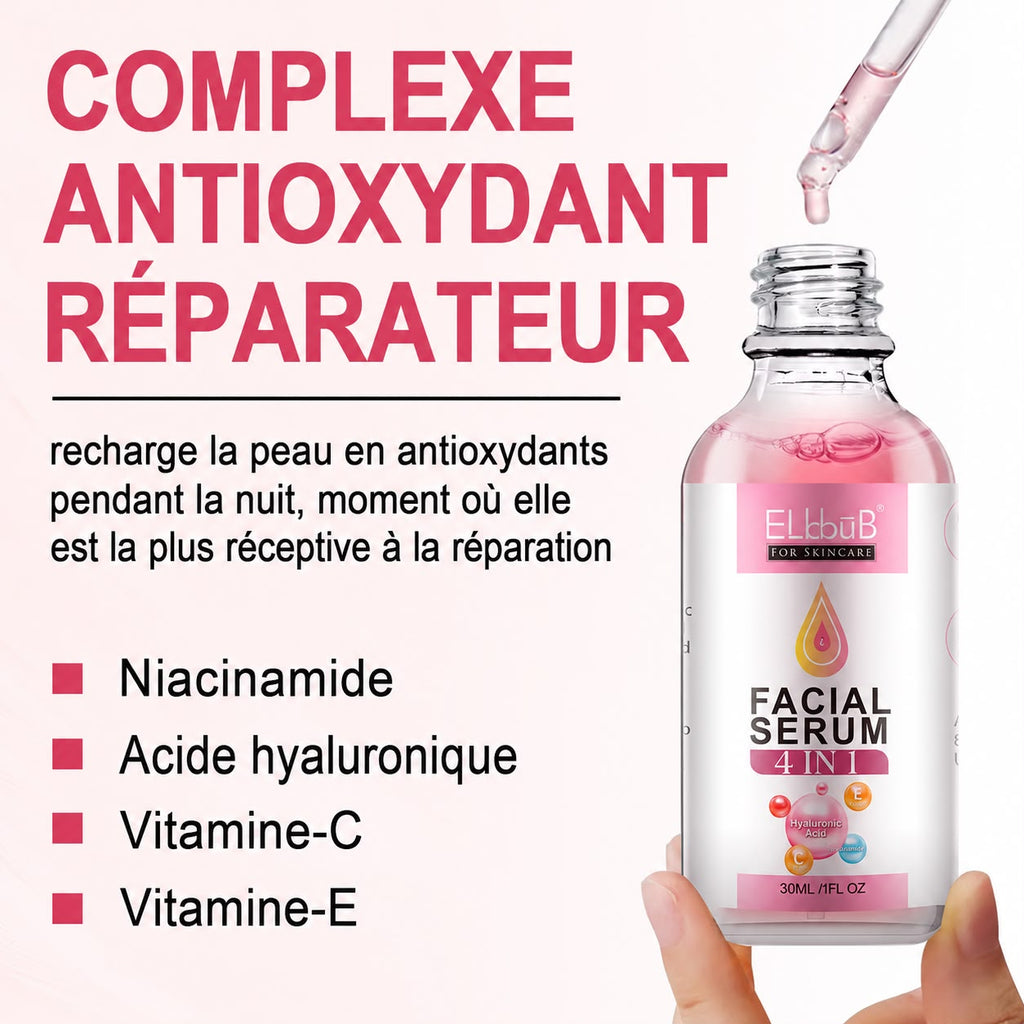 Sérum Visage 4-en-1 ELBBUB – Acide Hyaluronique, Niacinamide, Vitamines C & E