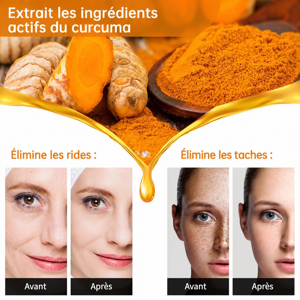 Sérum Visage & Corps & Cheveux au Curcuma – Éclat du Teint