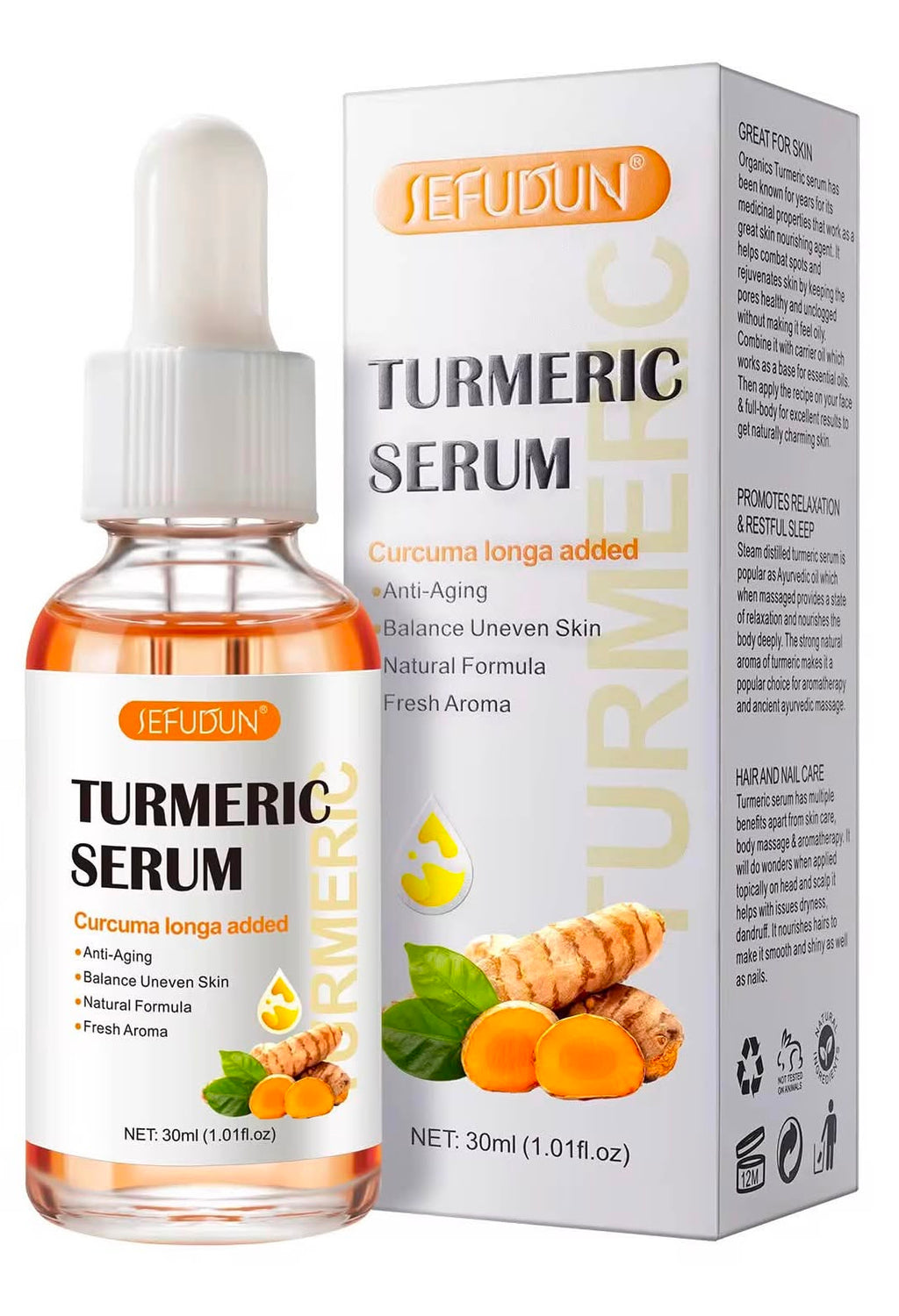 Sérum Visage & Corps & Cheveux au Curcuma – Éclat du Teint