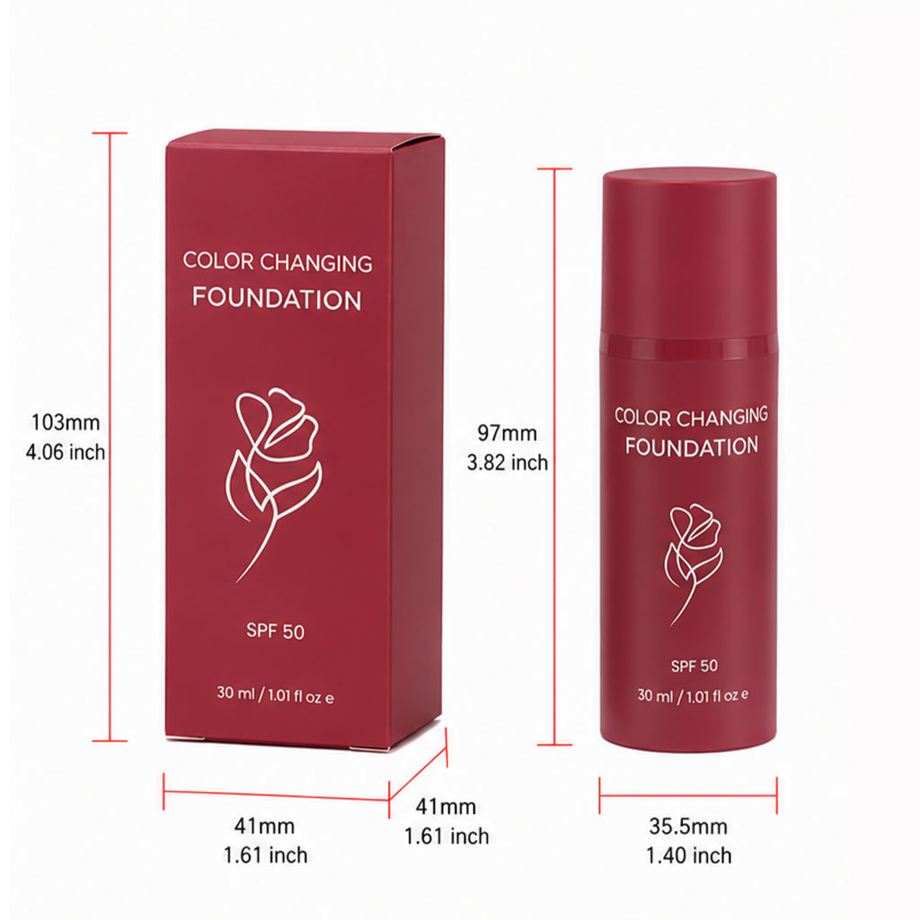 Fond de Teint Changeant de Couleur avec SPF 50 – Fini Naturel & Teint Unifié - 30ml