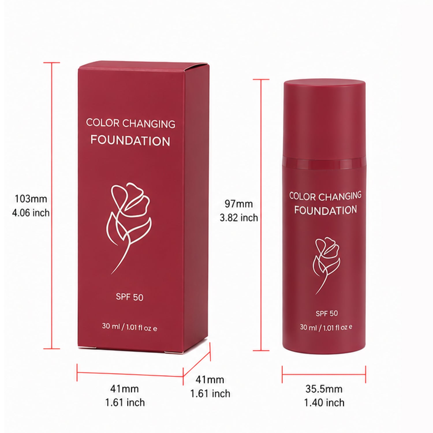 Fond de Teint Changeant de Couleur avec SPF 50 – Fini Naturel & Teint Unifié - 30ml