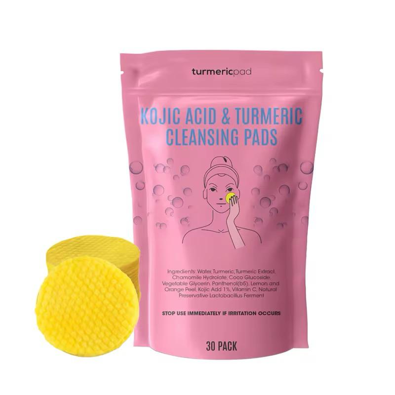 Cotons Nettoyants Acide Kojique & Curcuma – Éclat & Nettoyage Quotidien- 30 pièces