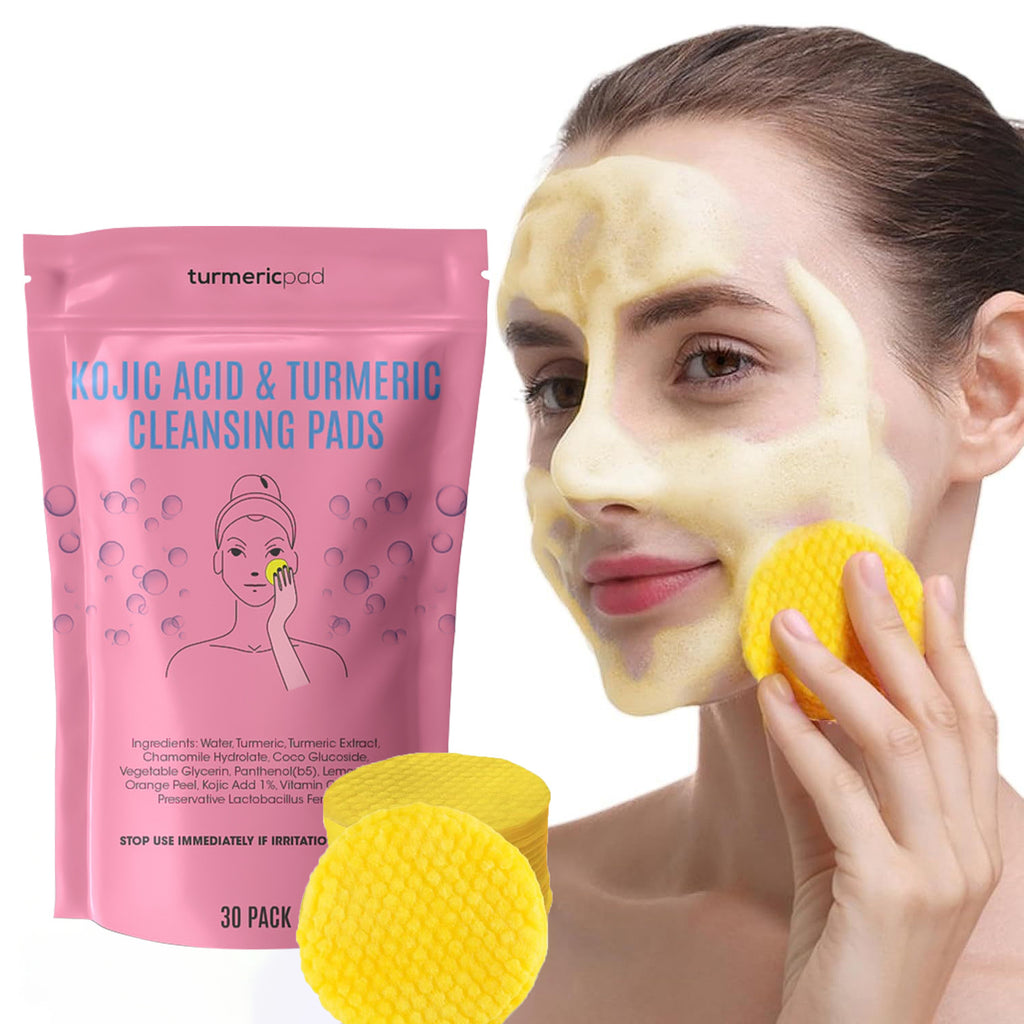 Cotons Nettoyants Acide Kojique & Curcuma – Éclat & Nettoyage Quotidien- 30 pièces
